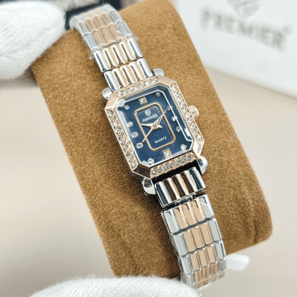 Crystal Encrusted Octagonal Bracelet Watch With Shimmering Dial