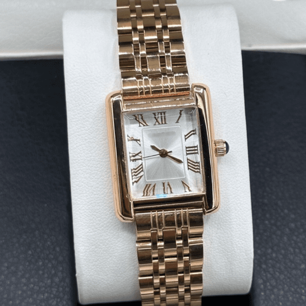 Vintage Inspired Rectangular Watch With Roman Numeral Dial