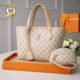 Checkered Women’s Tote Handbag with Matching Pouch