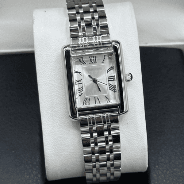 Vintage Inspired Rectangular Watch With Roman Numeral Dial
