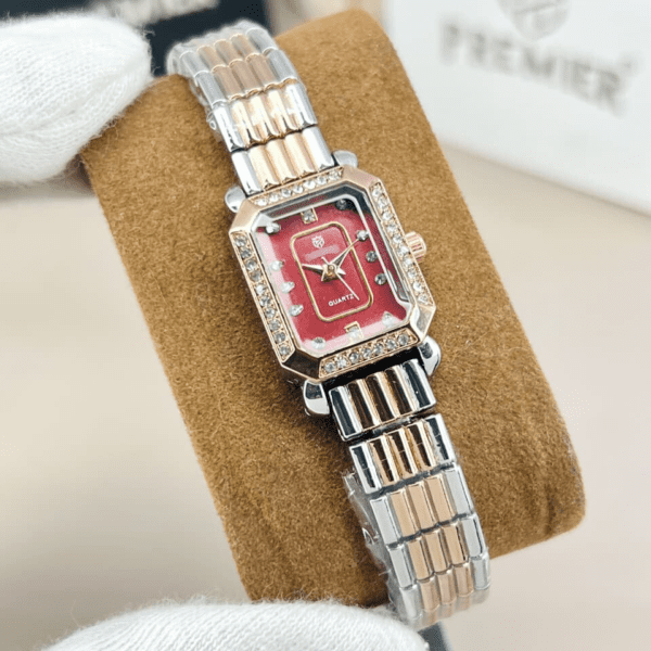 Crystal Encrusted Octagonal Bracelet Watch With Shimmering Dial