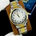 Premium Grid Dial Watch With Date Display & Stainless Steel Strap