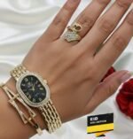 Luxe Oval Face Jewelry Watch Set With Matching Accessories - Image 7