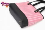 Stylish Striped Tote Bag with Matching Chain Shoulder Purse