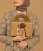 Elegant Handcrafted Box Clutch for Women with Faux Fur Handle and Gold Chain Strap