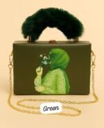 Elegant Handcrafted Box Clutch for Women with Faux Fur Handle and Gold Chain Strap