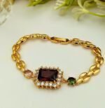 Luxe Emerald Cut Crystal Bracelet With Polished Chain