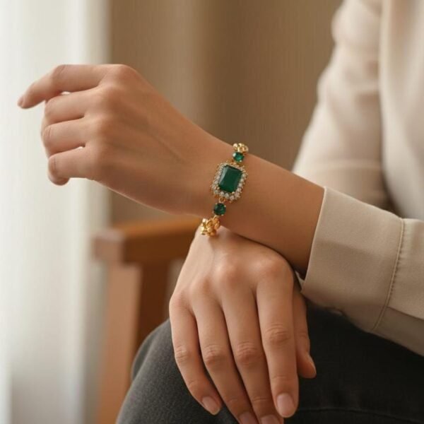 Luxe Emerald Cut Crystal Bracelet With Polished Chain