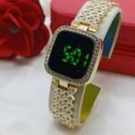 Radiant Crystal Trimmed Digital Bracelet Watch With Luminous Display