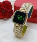 Radiant Crystal Trimmed Digital Bracelet Watch With Luminous Display
