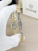 Crystal Encrusted Octagonal Bracelet Watch With Shimmering Dial