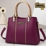 Elegant Women Handbag with Gold Accent Charm & Detachable Shoulder Strap