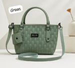 Woven Texture Structured Tote With Mini Pouch And Studded Accents