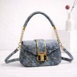 Marble Effect Vegan Leather Handbag With Arched Chain Handle - Image 6