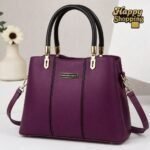 Elegant Women Handbag with Gold Accent Charm & Detachable Shoulder Strap