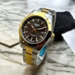 Premium Men's Watch With Sunray Dial And Dual Finish Bracelet