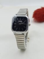 Elegant Minimalist Square Face Watch With Polished Link Bracelet - Image 3