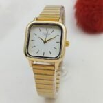 Elegant Minimalist Square Face Watch With Polished Link Bracelet